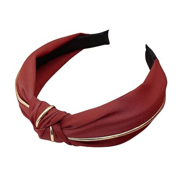NWOT Blair Top Knot Gold Piped Red Headband - Picture 4 of 6